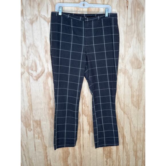 Free People Copenhagan Brown & Tan Windowpane Print Crop Pants Size 10 - Picture 1 of 7